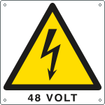 [E400724KS] E400724KS - Etichetta autoadesiva pericolo 48 Volt EN ISO 7010