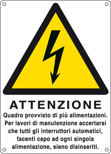 [E440702K] E440702K - Cartello attenzione quadro provvisto da piu' alimentazioni EN ISO 7010