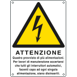 [E440702W] E440702W - Cartello attenzione quadro provvisto da piu' alimentazioni EN ISO 7010