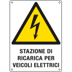 [E440704W] E440704W - Cartello pericolo "stazione di ricarica veicoli elettrici" ISO 7010