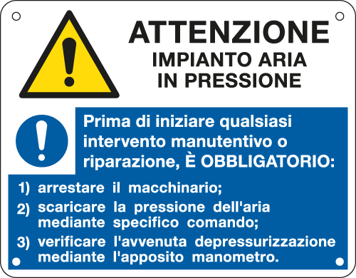 [E49201F] E49201F - Cartello Attenzione Aria In Pressione  EN ISO 7010