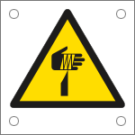 [E49603NS] E49603NS - Foglio n.10 etichette pericolo oggetto affilato EN ISO 7010