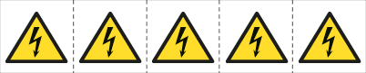 [E49607MS] E49607MS - foglio n.5 etichette adesive 60x60 Pericolo tensione...EN ISO7010