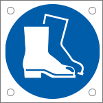 [E49855N] E49855N - Cartello bordo macchina  obbligo uso calzature sicurezza EN ISO 7010