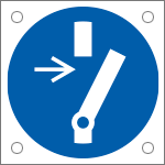 [E49873N] E49873N - Cartello obbligo disconnettere il macchinario prima di....EN ISO 7010