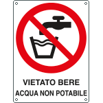 [E620301KS] E620301KS - Etichetta adesiva divieto bere acqua non potabile EN ISO 7010