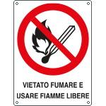 [E620501X] E620501X - Cartello divieto fumare e/o usare fiamme libere EN ISO 7010