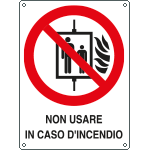 [E622001K] E622001K - Cartello divieto l'uso dell'ascensore in caso d'incendio EN ISO 7010