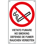 [E630102K] E630102K - Cartello divieto vietato fumare 3 lingue EN ISO 7010