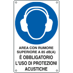 [E635601X] E635601X - Cartello Zona >85db obbligo protezioni acustiche EN ISO 7010