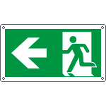 [E715101WS] E715101WS - etichetta uscita di emergenza freccia a sinistra EN ISO 7010
