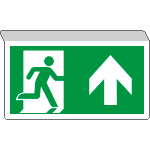 [E715103SK] E715103SK - Cartello SOSPESO bifacciale uscita emergenza fr.avanti EN ISO 7010