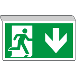 [E715104SW] E715104SW - Cartello SOSPESO bifacciale uscita emergenza fr. indietro EN ISO 7010