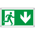 [E715104WS] E715104WS - Etichetta adesiva uscita di emergenza freccia indietro EN ISO 7010