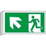 [E715105BK] E715105BK - Cartello BIFACCIALE uscita di emergenza freccia alto a sx EN ISO 7010