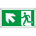 [E715105XS] E715105XS - Etichetta uscita di emergenza freccia in alto a sinistra EN ISO 7010