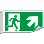 [E715106BW] E715106BW - Cartello BIFACCIALE uscita di emergenza freccia in alto dx EN ISO 7010
