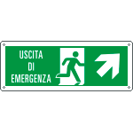 [E720106KS] E720106KS - Etichetta uscita di emergenza freccia alto dx Uscita Em. EN ISO 7010