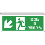 [E720107SW] E720107SW - Cartello SOSPESO bifacciale uscita emergenza "SO"