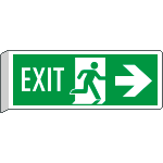 [E720202BK] E720202BK - Cartello BIFACCIALE EXIT freccia a destra EN ISO 7010