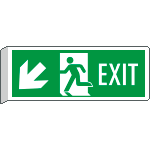 [E720207BW] E720207BW - Cartello BIFACCIALE uscita emergenza EXIT freccia basso sx EN ISO 7010