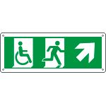 [E720506W] E720506W - Cartello uscita di emergenza disabili freccia in alto a dx.EN ISO 7010