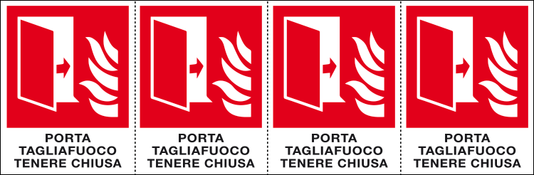 [E9529B] E9529B - Foglio n.2 etichetta aut. PORTA TAGLIAFUOCO TENERE CHIUSA EN ISO 7010