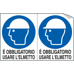 [E9533A] E9533A - Foglio n. 2 etichette adesive obbligo usare elmetti EN ISO 7010
