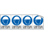[E9533B] E9533B - Foglio n. 4 etichette adesive obbligo uso elmetto EN ISO 7010