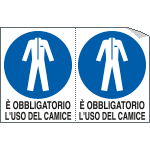 [E9536A] E9536A - Foglio n. 2 etichette adesive obbligo uso camice EN ISO 7010