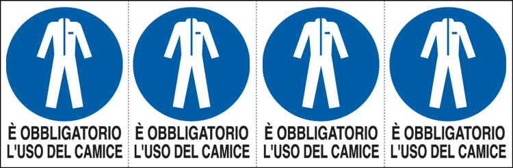 [E9536B] E9536B - Foglio n. 4 etichette adesive obbligo uso camice EN ISO 7010