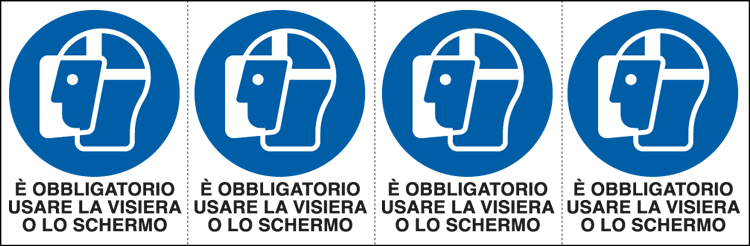 [E9542B] E9542B - Foglio 4 etichette obbligo uso visiera o schermo EN ISO 7010