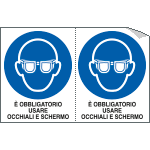 [E9544A] E9544A - Foglio n. 2 et.adesive obbligo usare occhiali e schermo ISO 7010