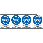 [E9544B] E9544B - Foglio n. 4 et.adesive obbligo usare occhiali e schermo ISO 7010