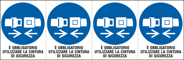 [E9545B] E9545B - Foglio n. 4 etichette adesive obbligo uso cintura EN ISO 7010