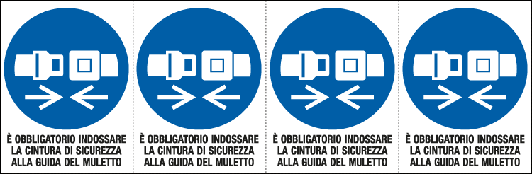 [E9546B] E9546B - Foglio 4 etichette adesive obbligo cintura c muletto EN ISO 7010
