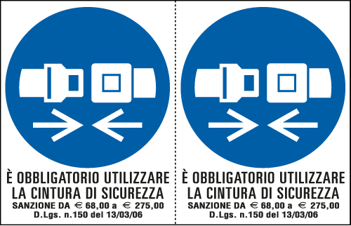 [E9548A] E9548A - Foglio n. 2 etichette adesive obbligouso cintura EN ISO 7010