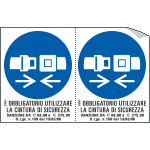 [E9548A] E9548A - Foglio n. 2 etichette adesive obbligouso cintura EN ISO 7010