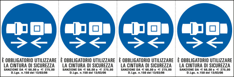 [E9548B] E9548B - Foglio n. 4 etichette adesive obbligouso cintura EN ISO 7010