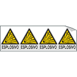 [E9552B] E9552B - Foglio n. 4 etichette adesive Pericolo Esplosivo EN ISO 7010