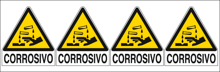 [E9553B] E9553B - Foglio 4 etichette adesive corrosivo EN ISO 7010