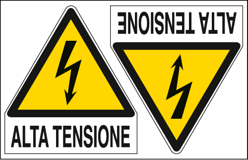[E9559A] E9559A - Foglio 2 etichette adesive pericolo alta tensione EN ISO 7010