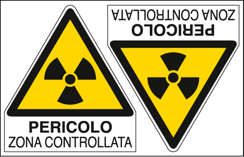 [E9569A] E9569A - Foglio 2 etichette adesive pericolo zona controllo EN ISO 7010