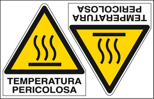 [E9571A] E9571A - Foglio 2 etichette adesive temperatura pericolosa  EN ISO 7010