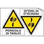 [E9577A] E9577A - Foglio 2 etichette adesive pericolo di taglio EN ISO 7010