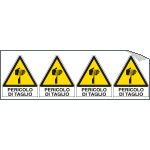 [E9577B] E9577B - Foglio 4 etichette adesive pericolo di taglio EN ISO 7010