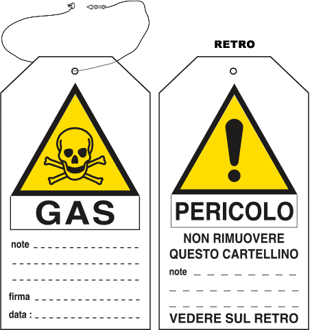[E9808] E9808 - Cartellino plastica pericolo gas...EN ISO 7010
