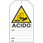[E9809] E9809 - Cartellino plastica pericolo acido...EN ISO 7010
