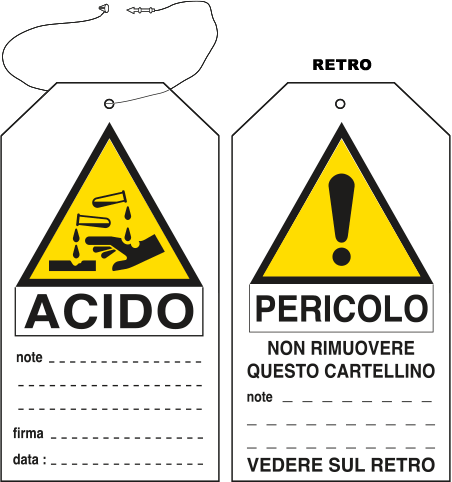 [E9809] E9809 - Cartellino plastica pericolo acido...EN ISO 7010