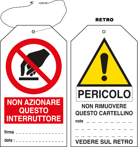 [E9816] E9816 - Cartellino plastica non azionare questo interruttore...EN ISO 7010